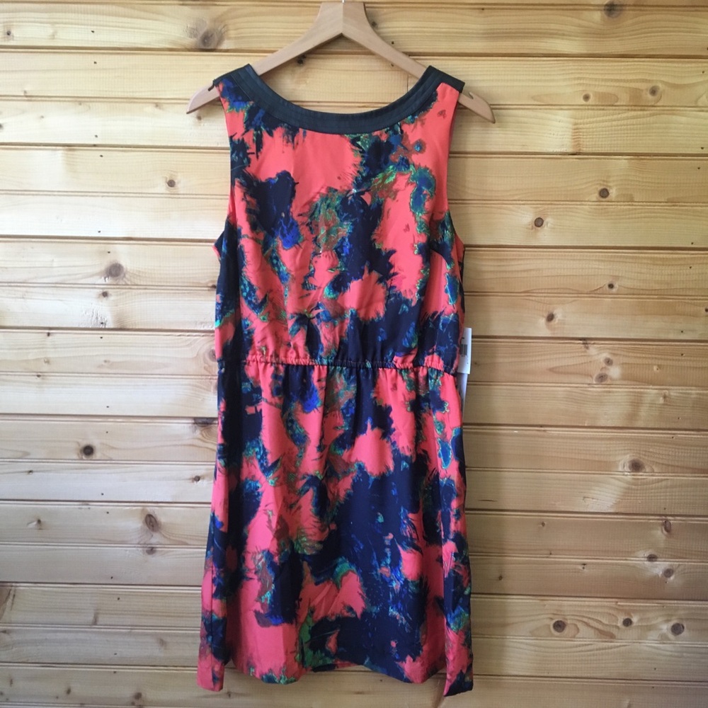 •Kensie• dress with back zipper & leather accents